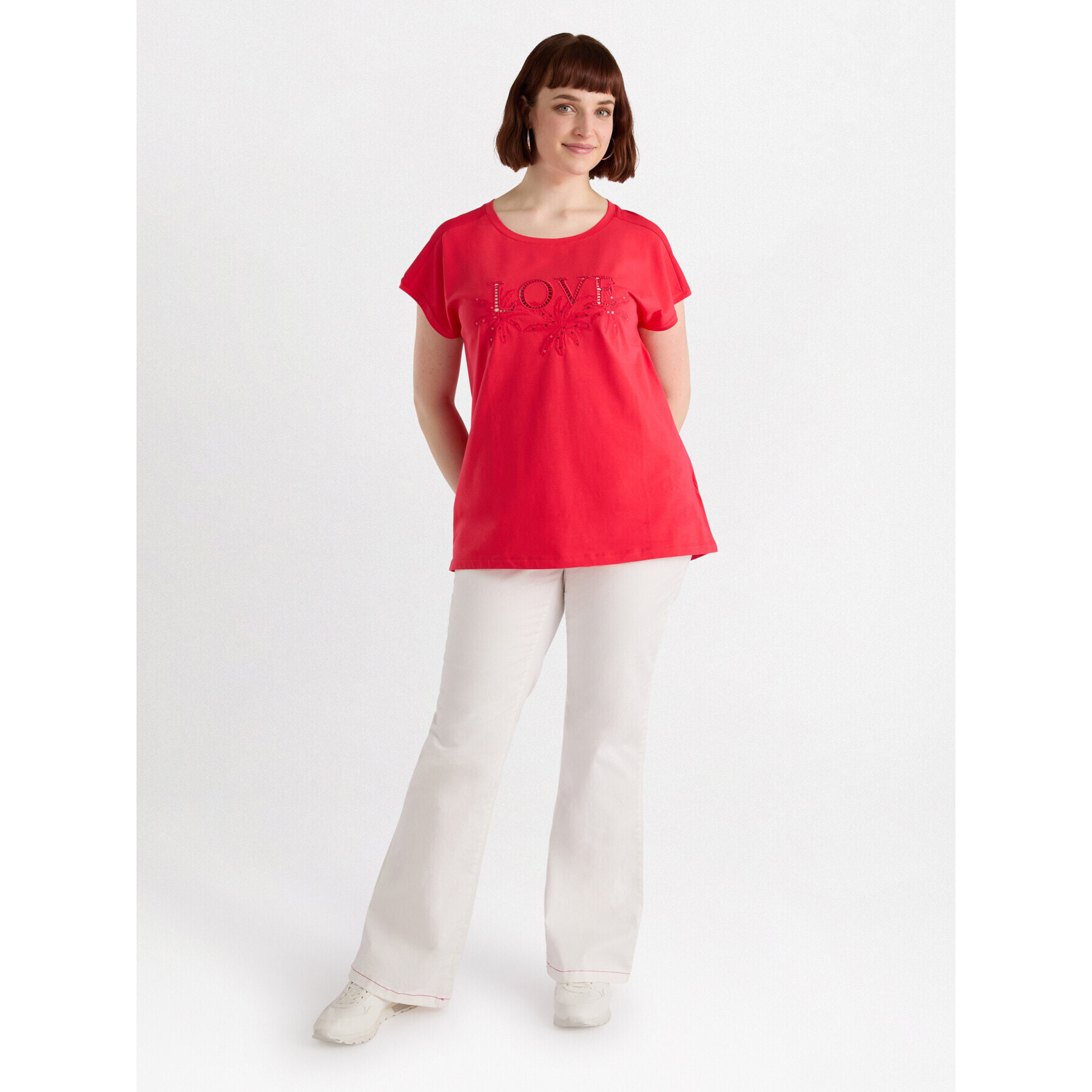 Fiorella Rubino - T-shirt ricamata - Rosso