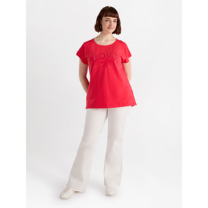 Fiorella Rubino - T-shirt ricamata - Rosso