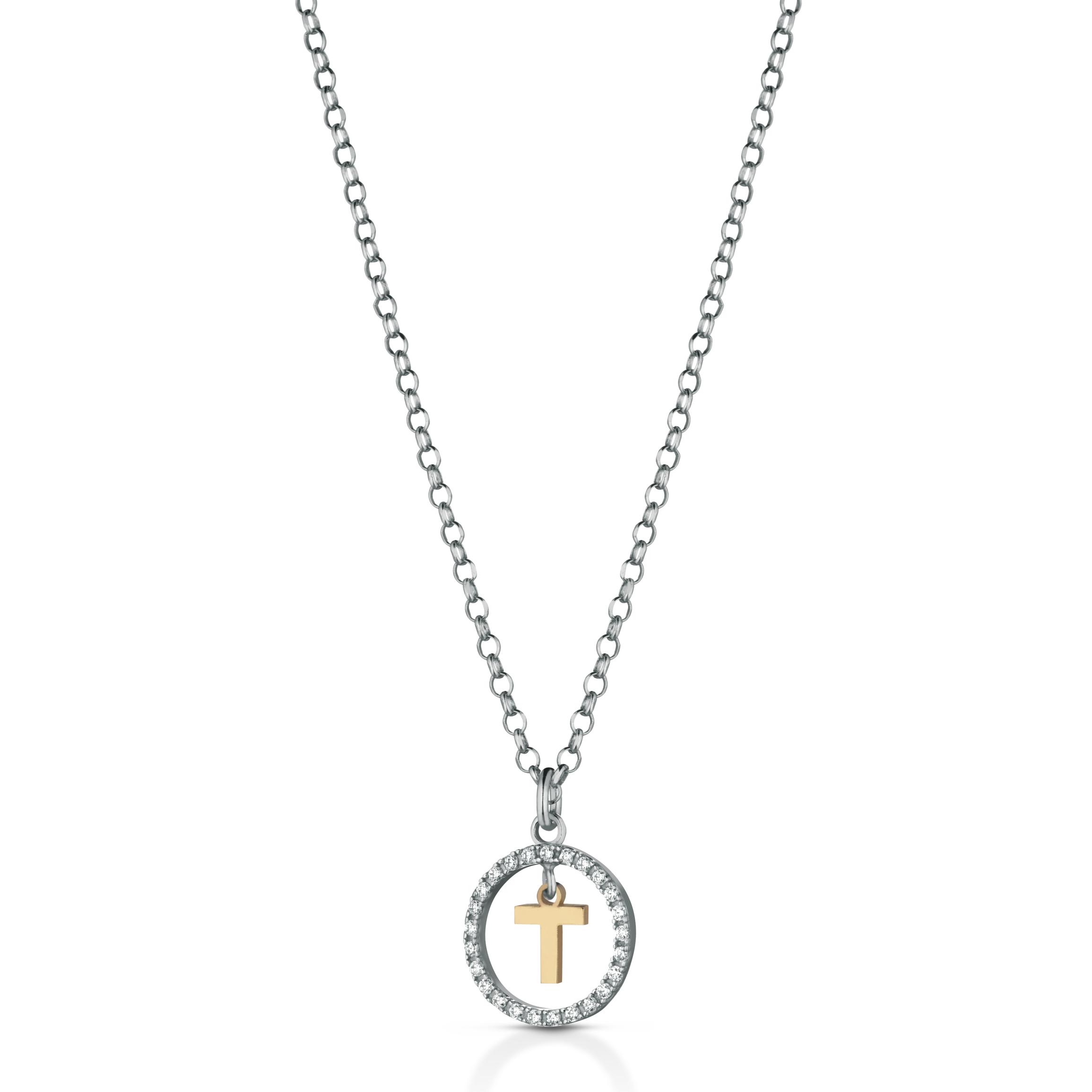 Collana Hiriwa 925 Cerchio Lettera T Argento