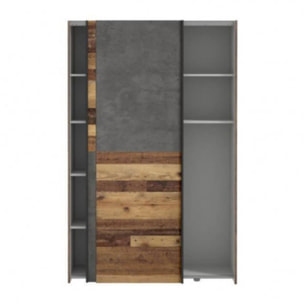 Armoire 2 portes coulissantes 6 tablettes en bois - SMART