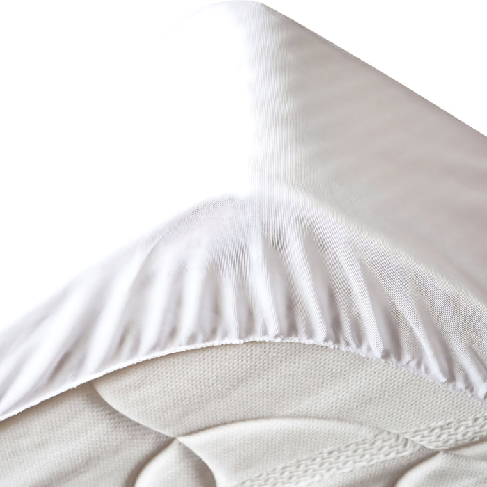Protege matelas matelassé / respirant blanc 100% polyester 205gsm