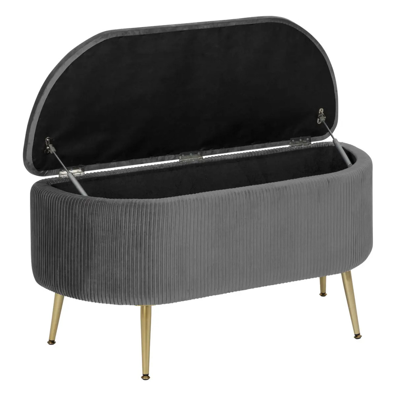 Banc coffre velours Solaro gris 100x40cm