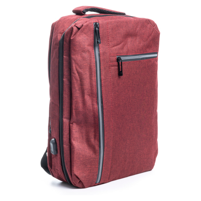 Zaino da cabina multiscomparto, porta laptop 17". Adattabile a Trolley. Presa USB esterna nascosta.