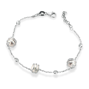 Bracciale FuJiko Perle Argento Pietre Bianche