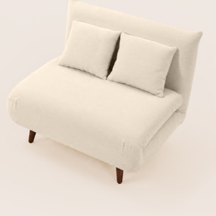 Lumi - Banquette convertible clic-clac 1 place en velours côtelé - Beige