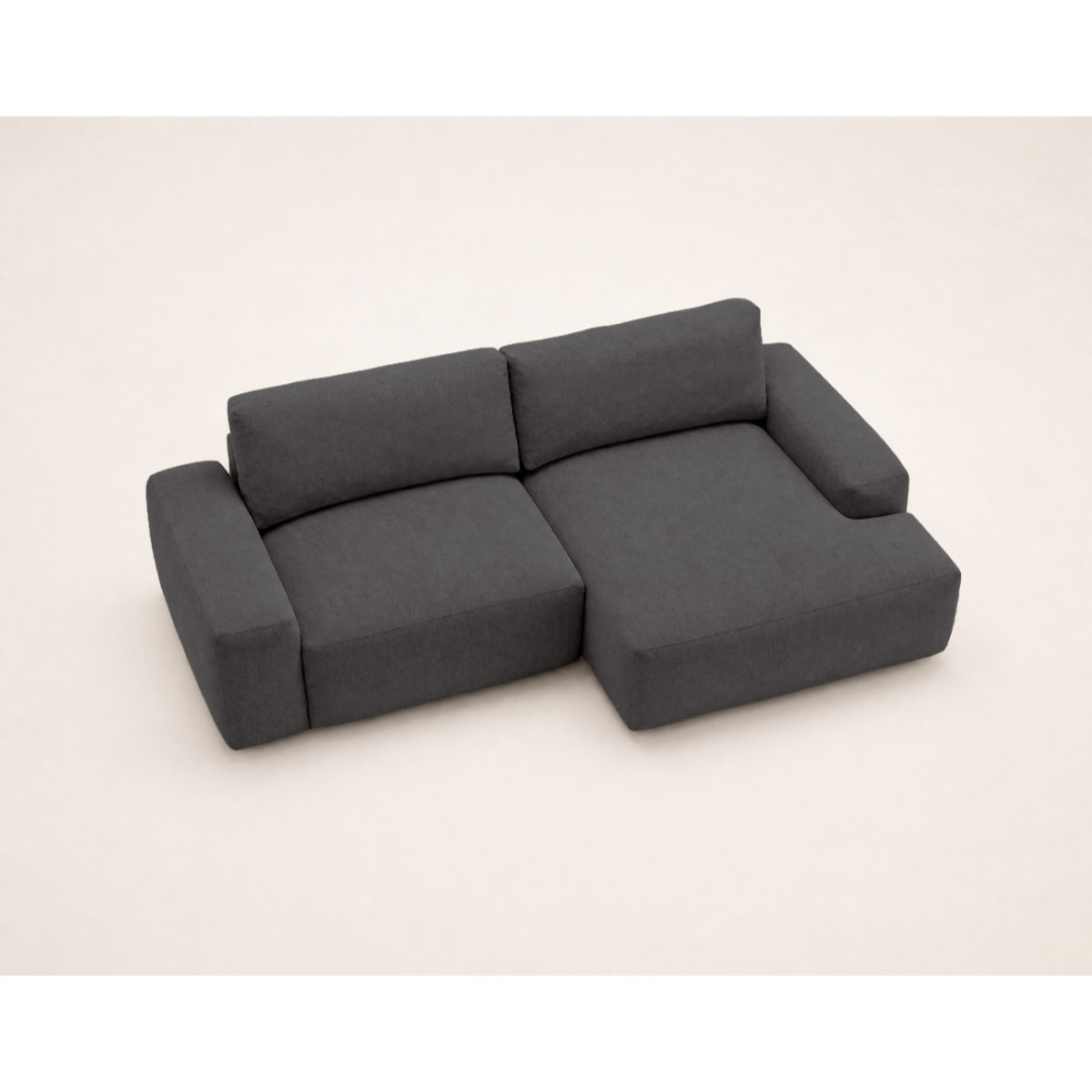 Tama - Canapé d'angle droit 4 places convertible avec coffre en tissu - Gris