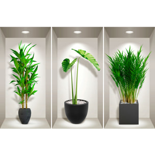 Stickers muraux 3D | Sticker Mural Autocollant effet 3D plantes pour la déco - Stickers adhésifs 3D Chambre Salon Trompe l'oeil