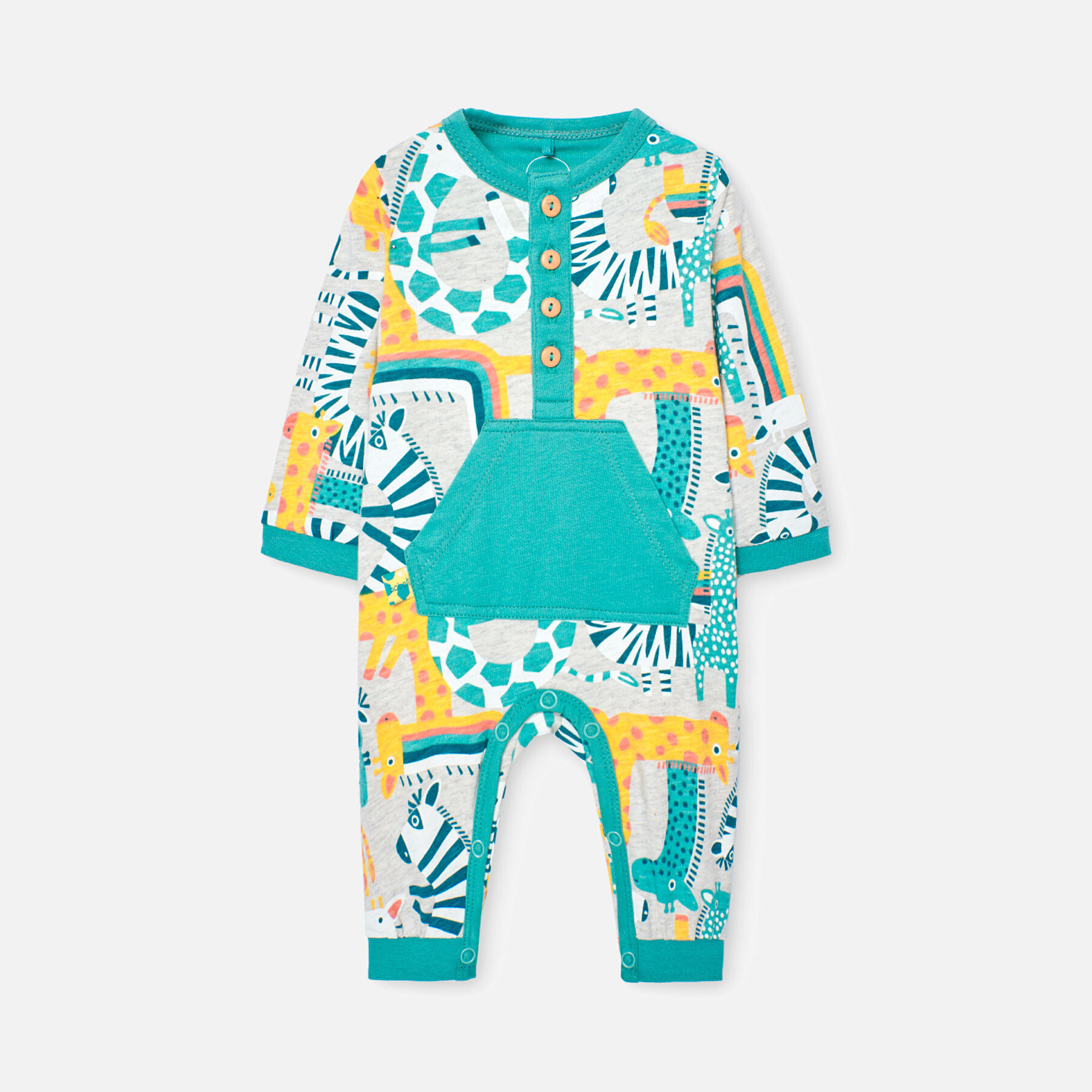 Pelele recién nacido, estampado verde claro, mangas largas