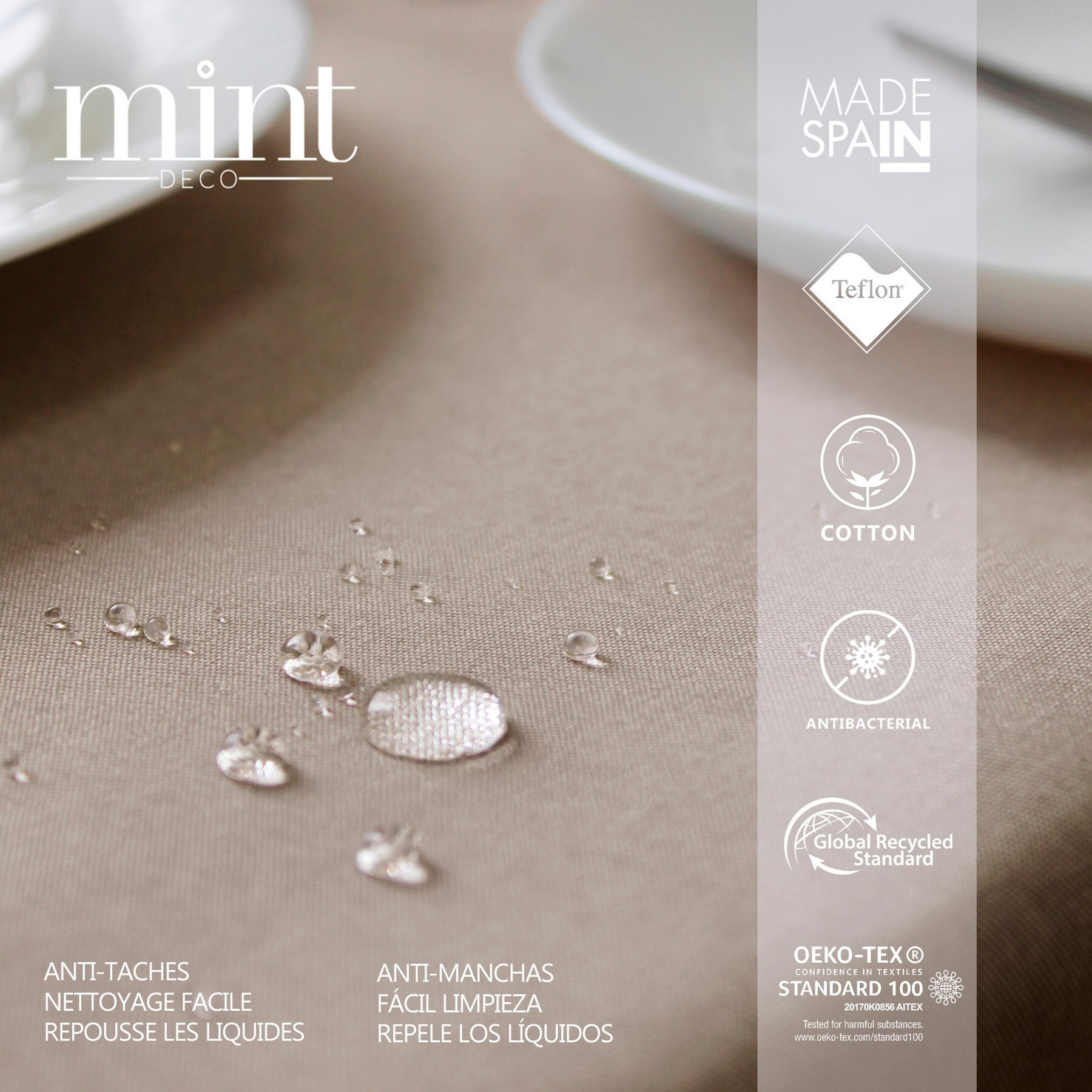 Nappe anti-taches 100% coton WINTER BLANC