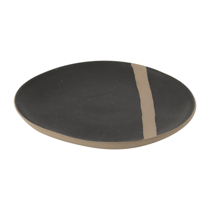 J-Line assiette - céramique - noir/taupe - small