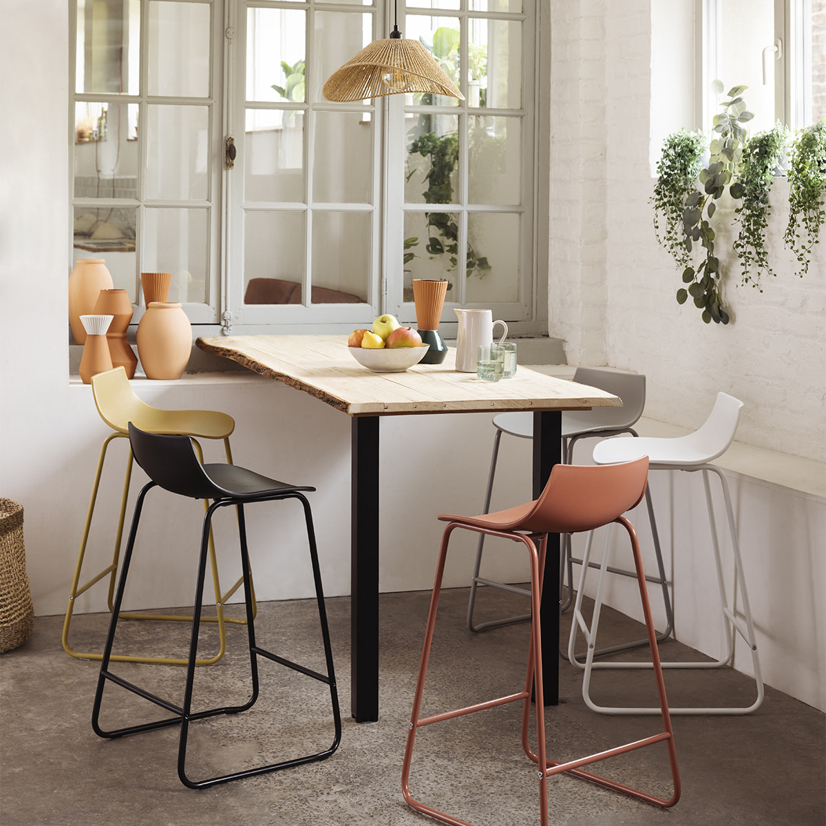 Tabouret de bar "Otac" - métal - rose terracotta