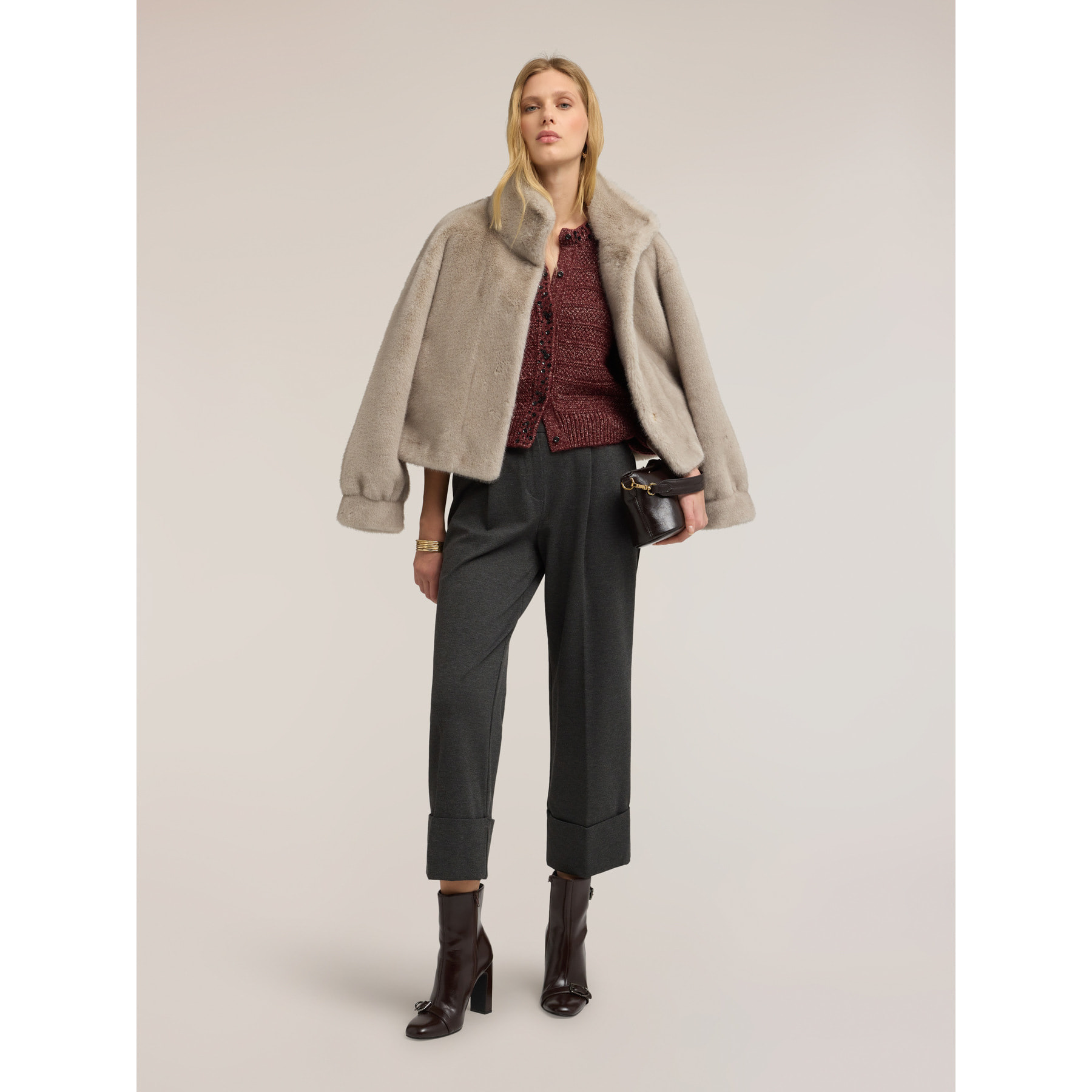 Motivi - Pantaloni punto roma con risvolto - Grigio