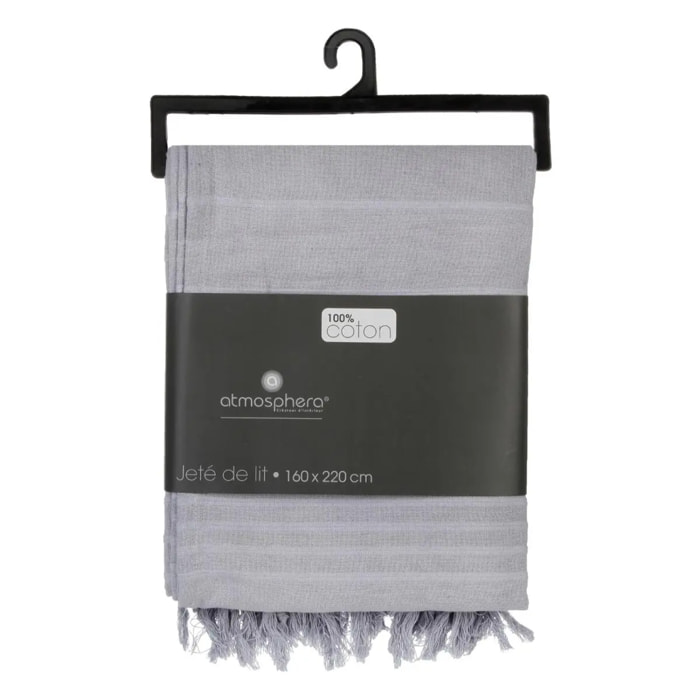 Jeté de lit coton gris souris 160x220cm