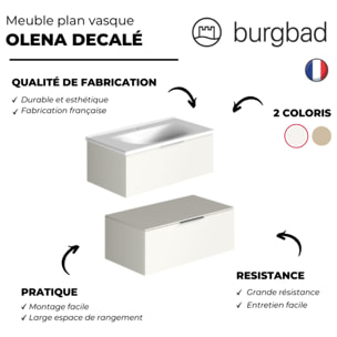 Meuble vasque 90 cm BURGBAD Olena en décalé chêne clair