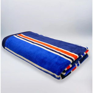 Serviette de plage éponge velours Jacquard Bleu 100x175 470g/m² - Kapados