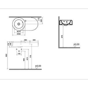 Lavabo VITRA Liquid 80 cm avec trou et avec trop-plein