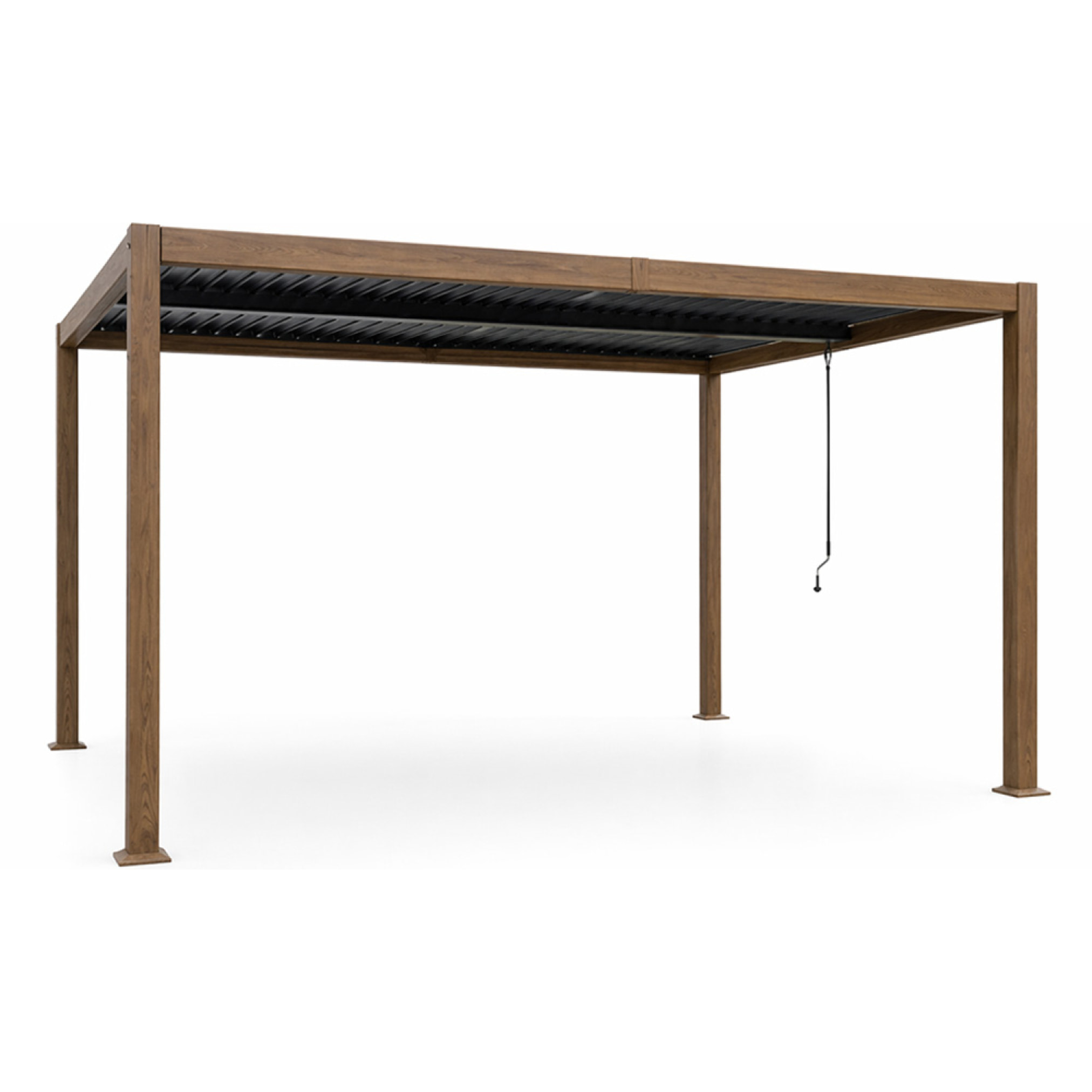 Pergola bioclimatique structure et lames orientables en aluminium effet bois 4x3m SOPRON