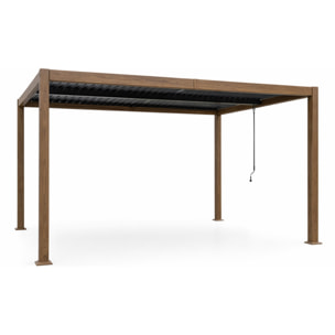 Pergola bioclimatique structure et lames orientables en aluminium effet bois 4x3m SOPRON