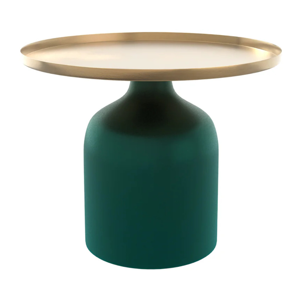 Table d'appoint ronde en métal vert et laiton D49 cm - Lyne