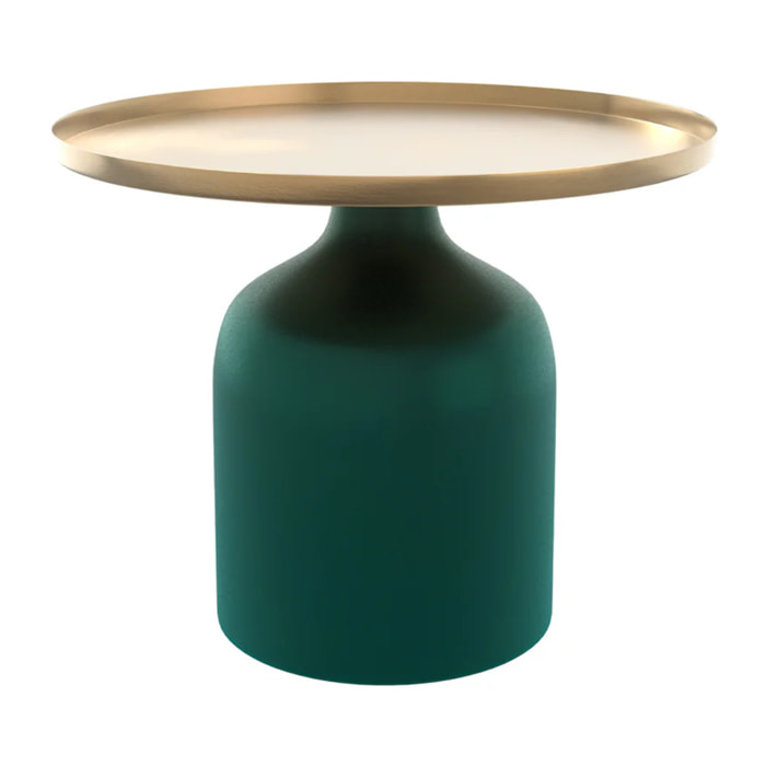 Table d'appoint ronde en métal vert et laiton D49 cm - Lyne