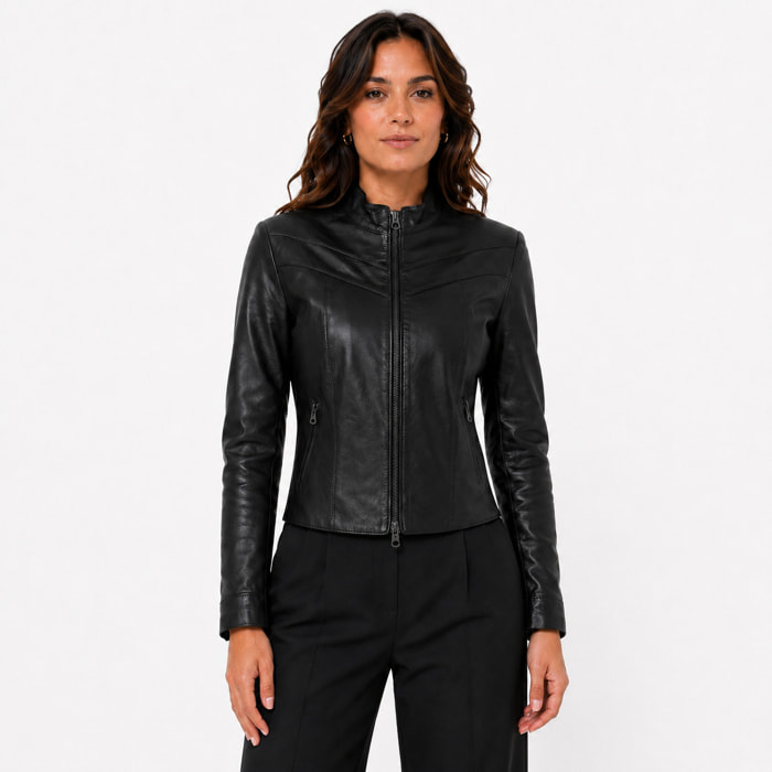 Giubbino in vera pelle di vitello Nero
