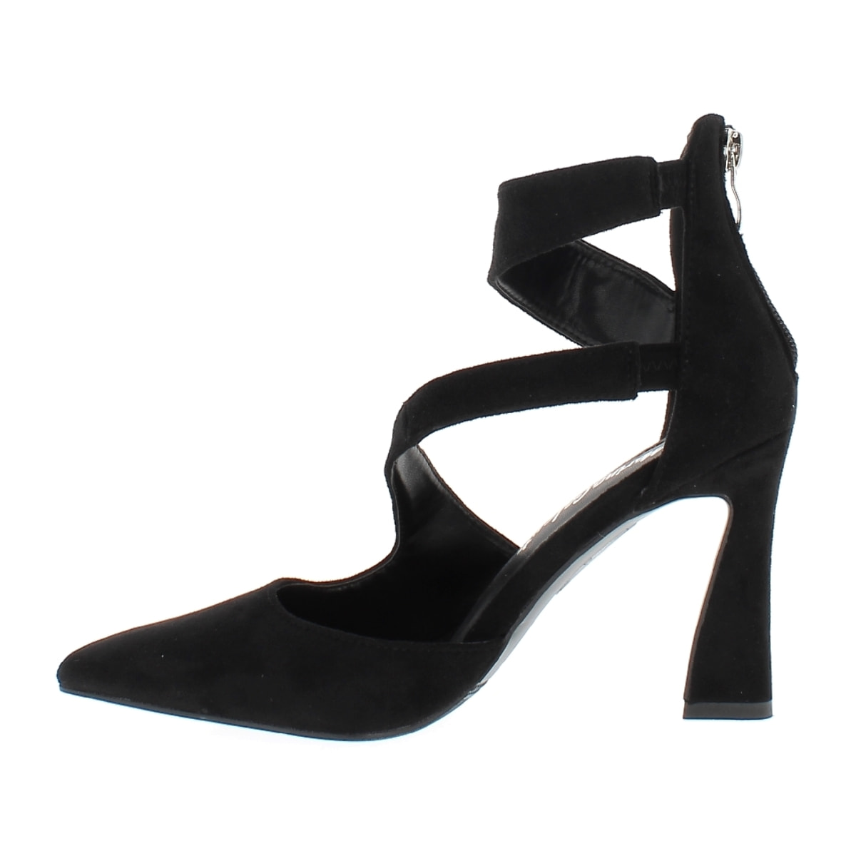 Marina Galanti Scarpe Donna Smooth Eco-Suede Hankle Strap D'Orsay Spool Heeled 90 MG W24A063 Black