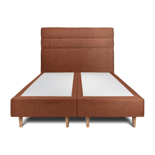 Lit avec tête de lit bandes horizontales bouclette et sommier tapissier Ep20