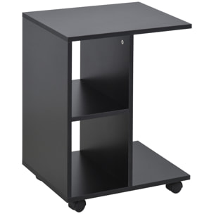 Mesita Auxiliar Moderno Mesa Auxiliar en Forma de C con Ruedas Estantes Abiertos para Salón Dormitorio 45x35x58 cm Negro