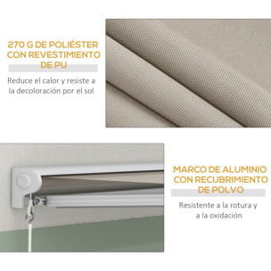 Toldo Retráctil Eléctrico o Manual 250x200 cm Toldo Portátil Toldo para Balcón con Mando a Distancia Manivela Manual y Marco de Aluminio para Ventana Puerta Terraza Patio Crema