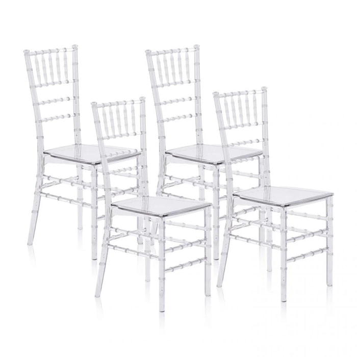 Pack 4 sillas de comedor Tyra Transparente