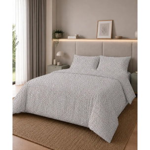 Parure Copripiumino Mosaico Beige per letto singolo in 100% Cotone e Made in Italy, moderno geometrico
