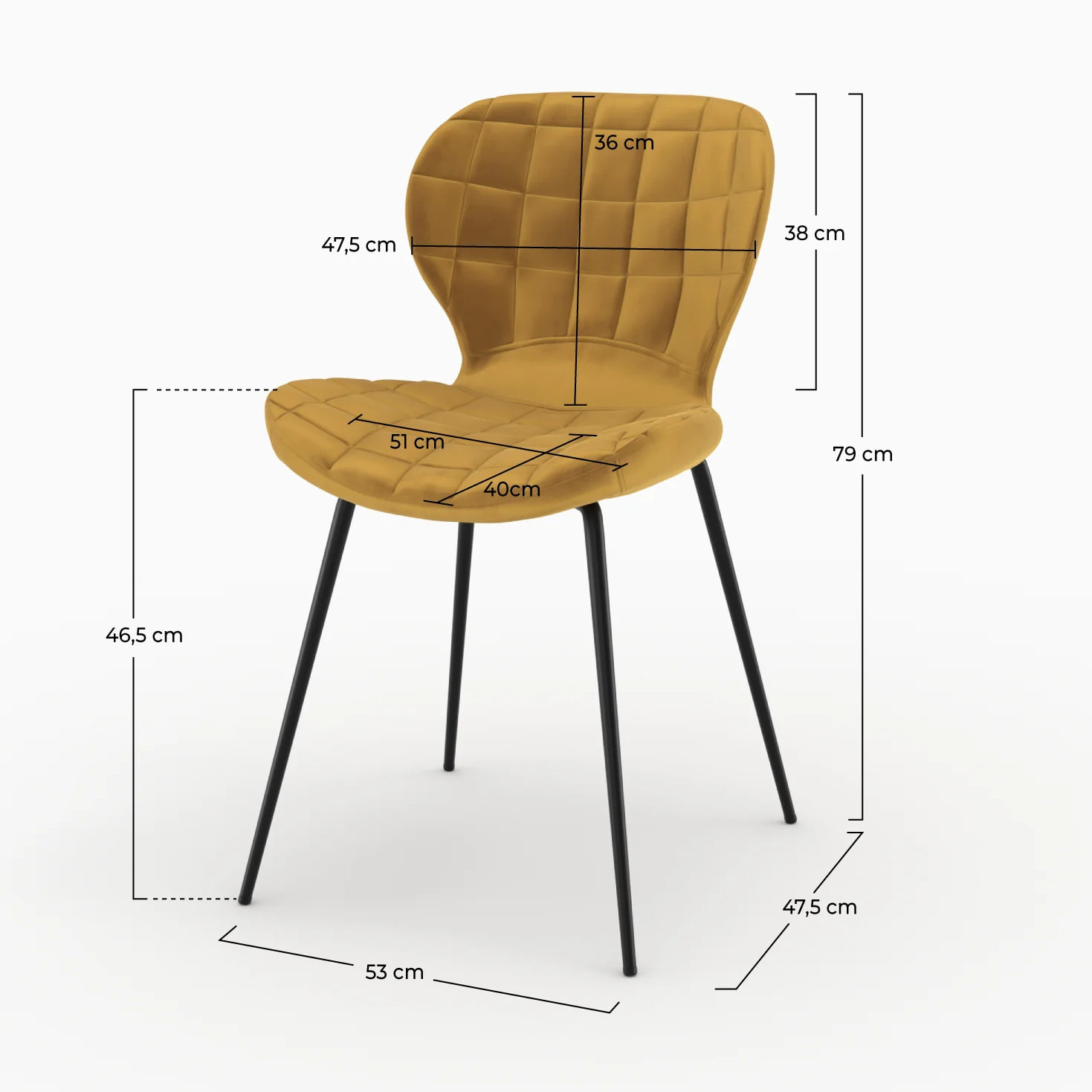 Lot de 2 chaises en velours jaune curry - Mazzia