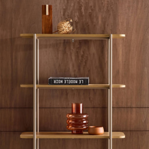 Etagère bibliothèque métal courbé et décor bois 6 niveaux MOLTO