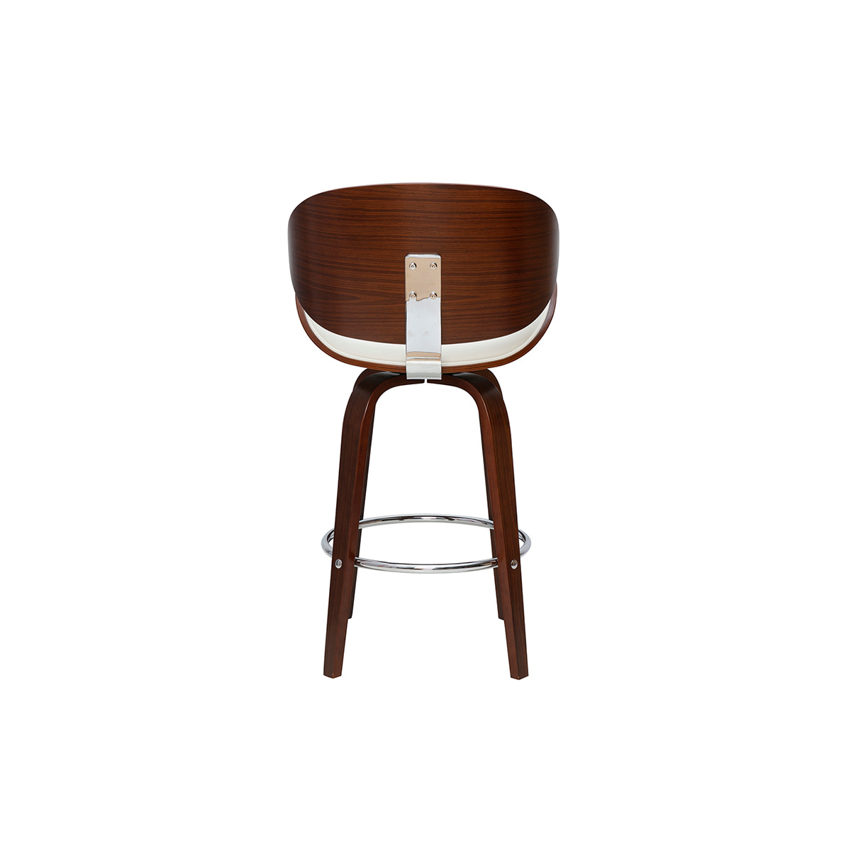 Tabouret de bar pivotant blanc et bois foncé 65 cm WALNUT