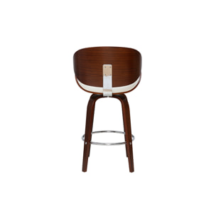 Tabouret de bar pivotant blanc et bois foncé 65 cm WALNUT