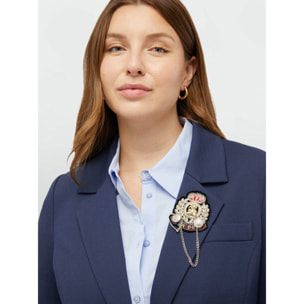 Fiorella Rubino - Blazer con pin en viscosa LENZING™ ECOVERO™ - Azul