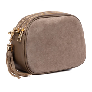 Aliminusa bolso bandolera Mujer. Piel auténtica Gamuza y Dollaro.