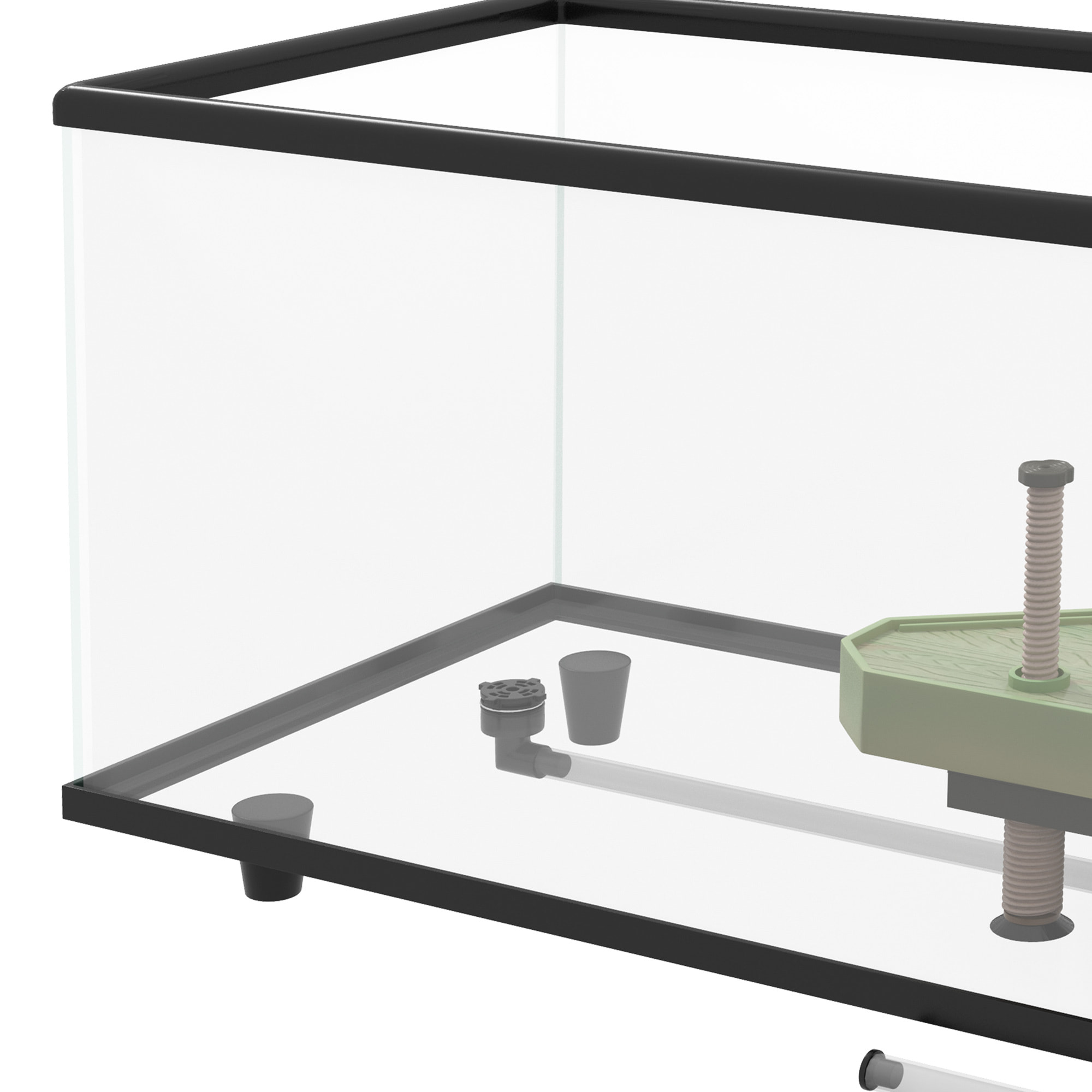 PawHut Acuario para Tortugas 50L, Terrario de Tortugas Pequeñas con Plataforma, Rampa, Drenaje Fácil y Termómetro Adhesivo, 60x30x32 cm, Transparente
