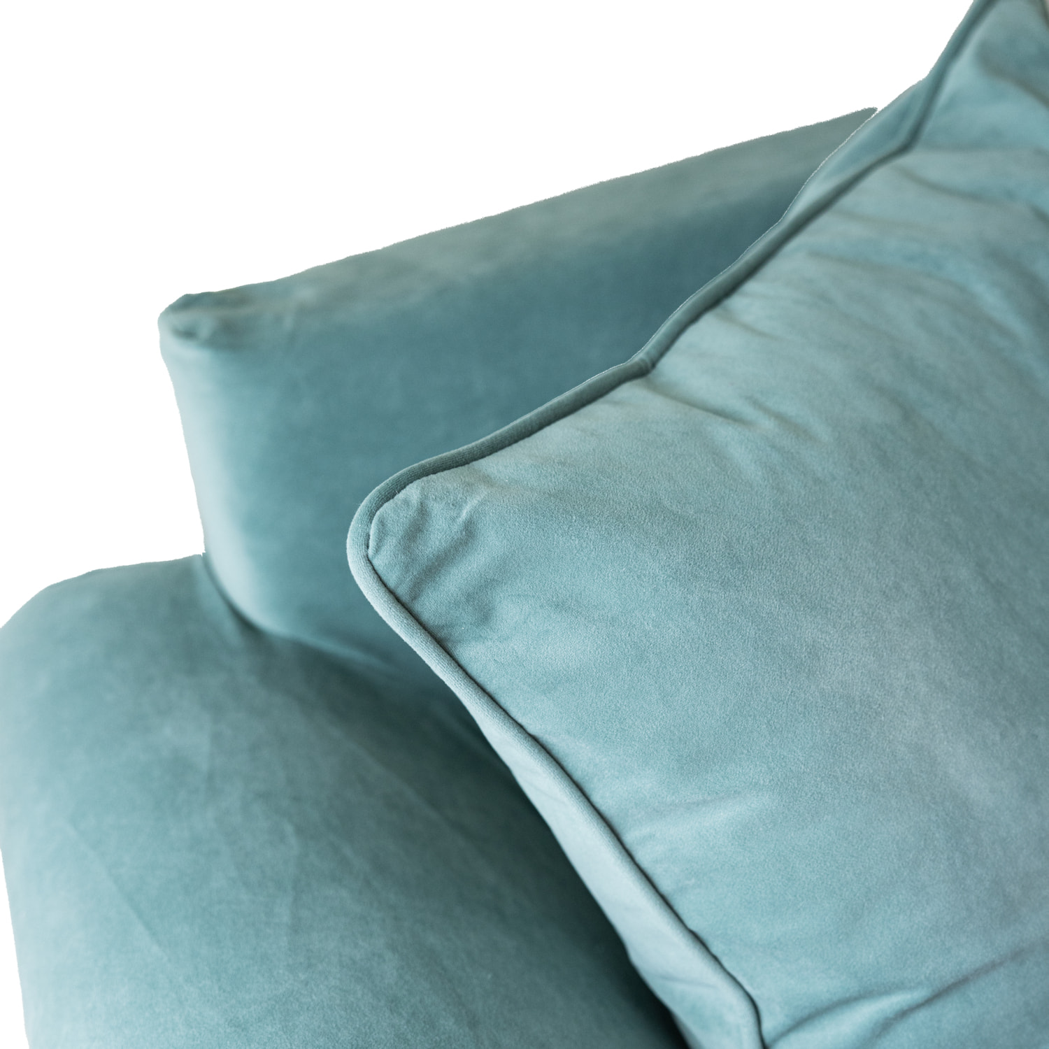 Canapé droit 3 places en velours vert eucalyptus OSCAR