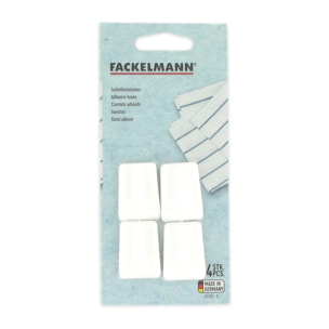 Lot de 4 crochets muraux adhésifs blancs Fackelmann Tecno