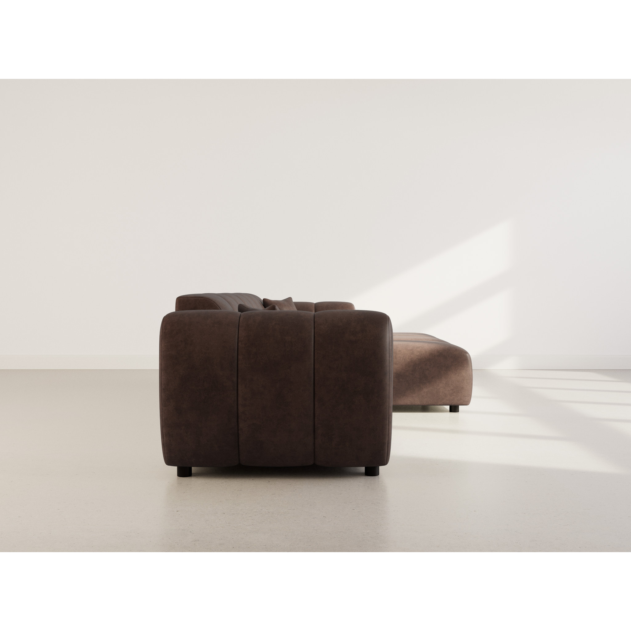 Curtis - canapé d'angle droit 4 places en simili - Marron