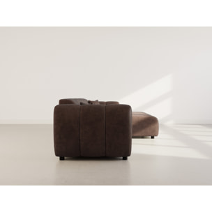 Curtis - canapé d'angle droit 4 places en simili - Marron