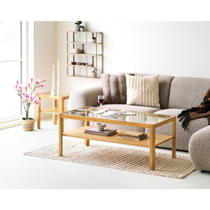 Tavolino da salotto Lourmarin in rovere e vetro temperato naturale 110×60 cm