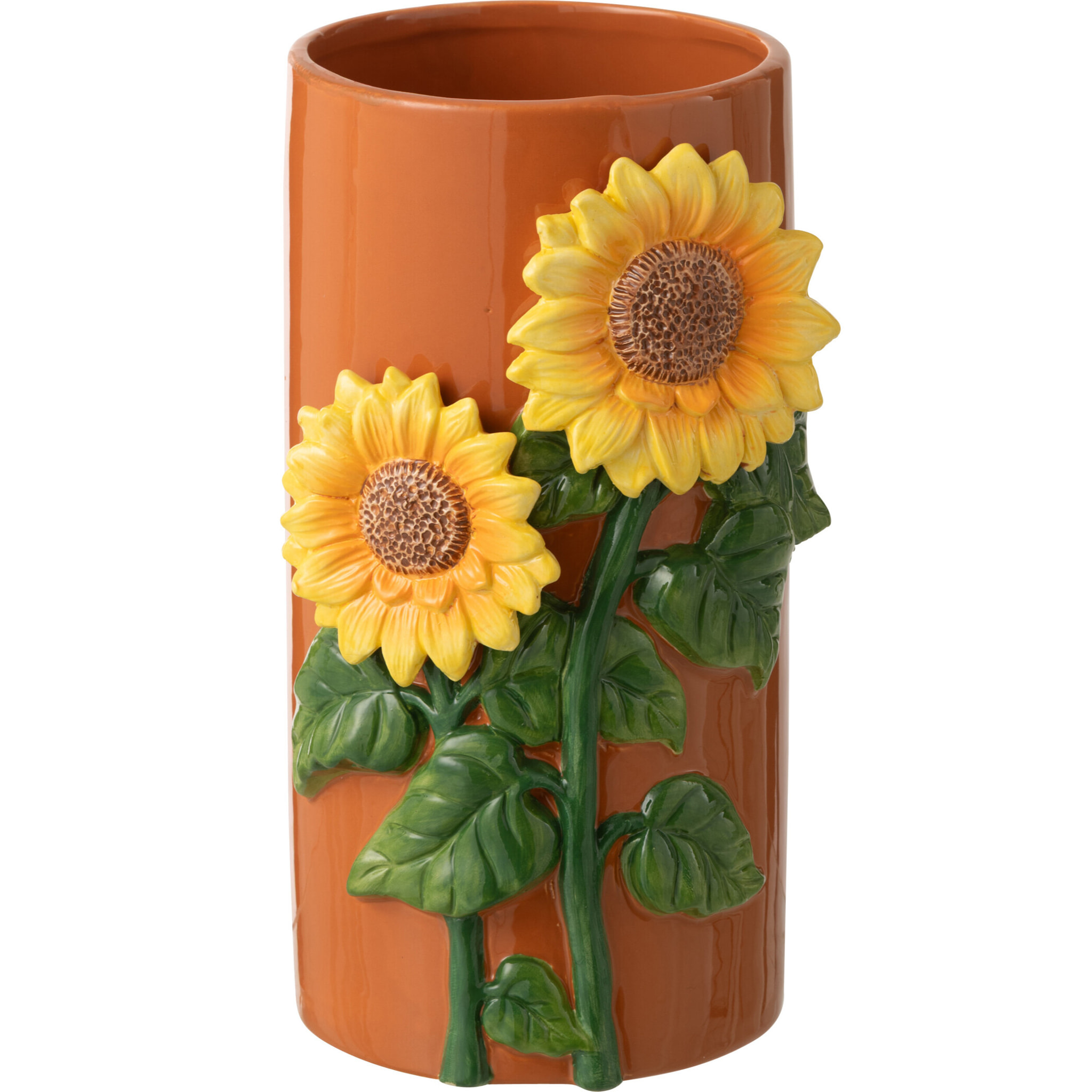 J-Line Vase Tournesol - céramique - jaune/marron - large