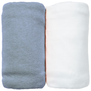 Lot de 2 Draps Housse 40x80 cm jersey Coton bio-Océan