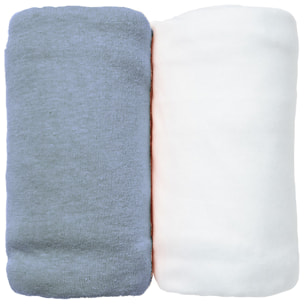 Lot de 2 Draps Housse 60x120 cm jersey Coton bio-Océan