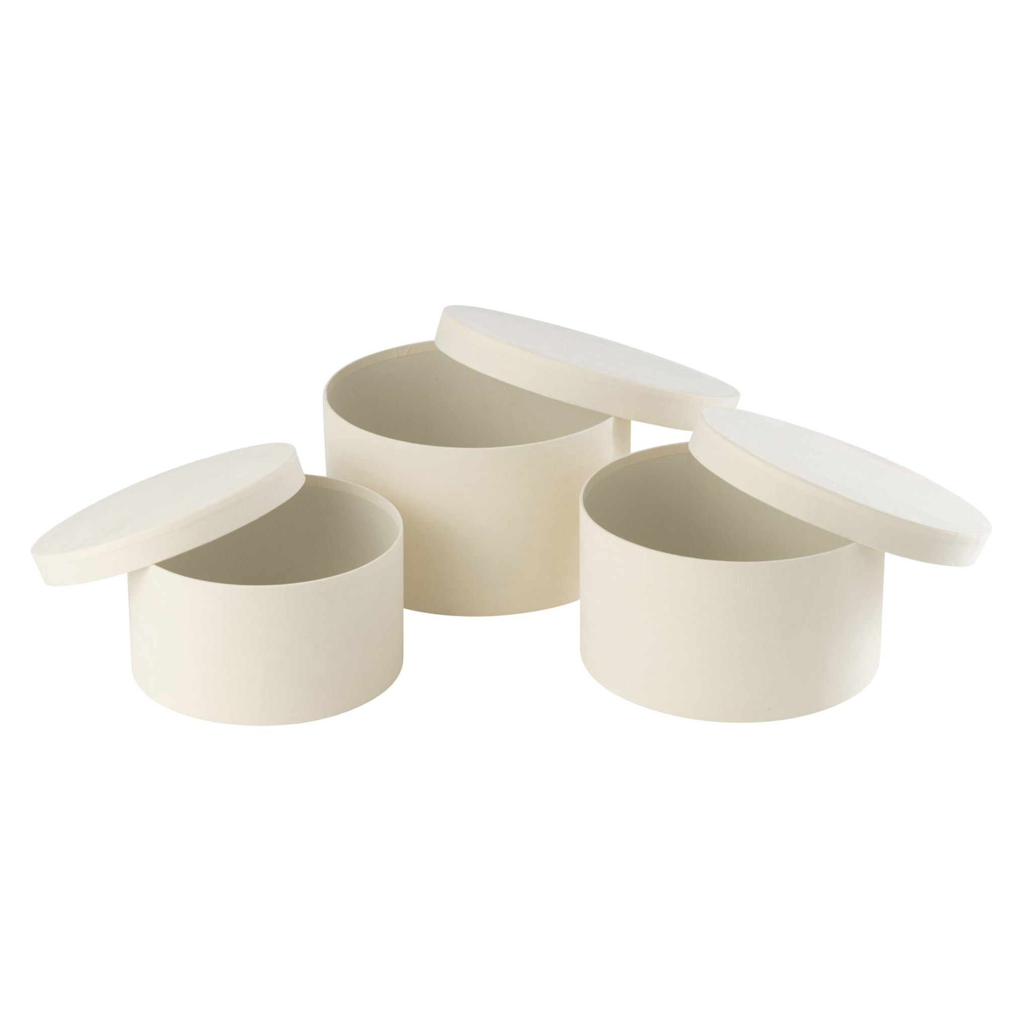 J-Line boîte Rond Plat - velours/papier - noir - 3 pcs