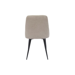 Chaises design en tissu effet velours beige naturel et métal noir (lot de 2) CULT