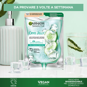 4x Maschera Viso Anti-Fatica SkinActive Cryo Jelly in Tessuto Effetto Ghiaccio con Acido Ialuronico - 4 Applicazioni