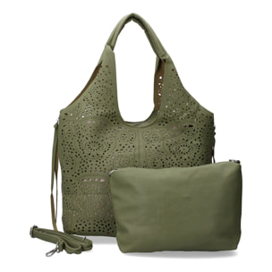 Bolso de hombro de Mujer con dos piezas, diseño moderno con detalles en los laterales